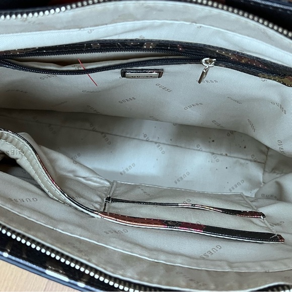 GUESS Floral Tote Large Shoulder Handbag Black Multicolor with wallet NWT - Picture 5 of 13